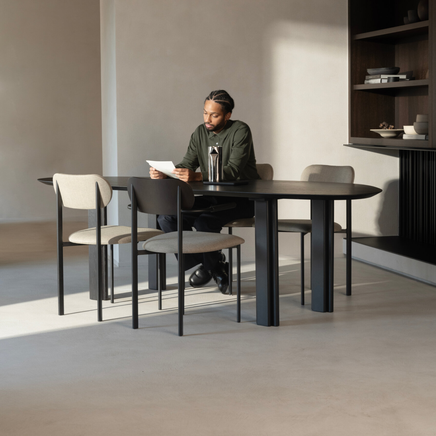 Paste Dining Table Oak black stain Oval Standard Oak black stain